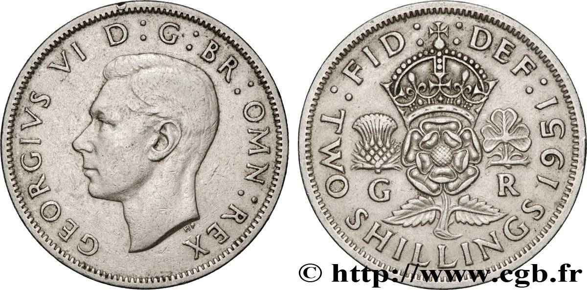 REGNO UNITO 1 Florin (2 Shillings) Georges VI 1951 Londres BB 