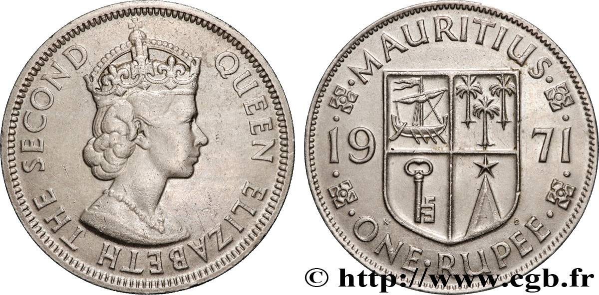 MAURITIUS 1 Rupee (Roupie) Élisabeth II 1971 Royal Mint Llantrisant XF 