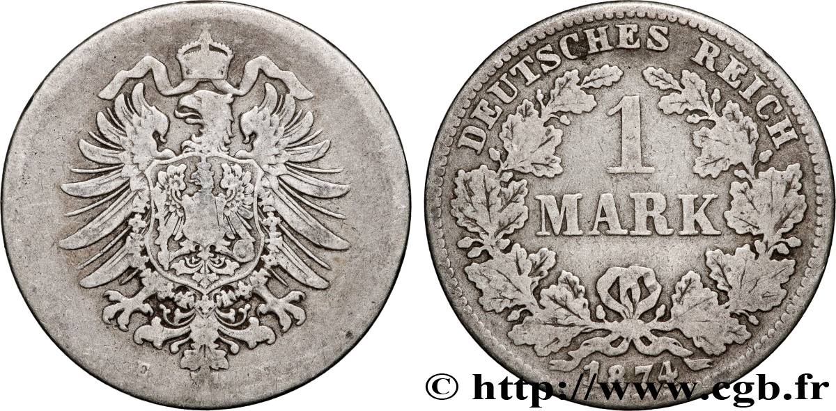 ALLEMAGNE 1 Mark Empire aigle impérial 1874 Dresde - E TB 