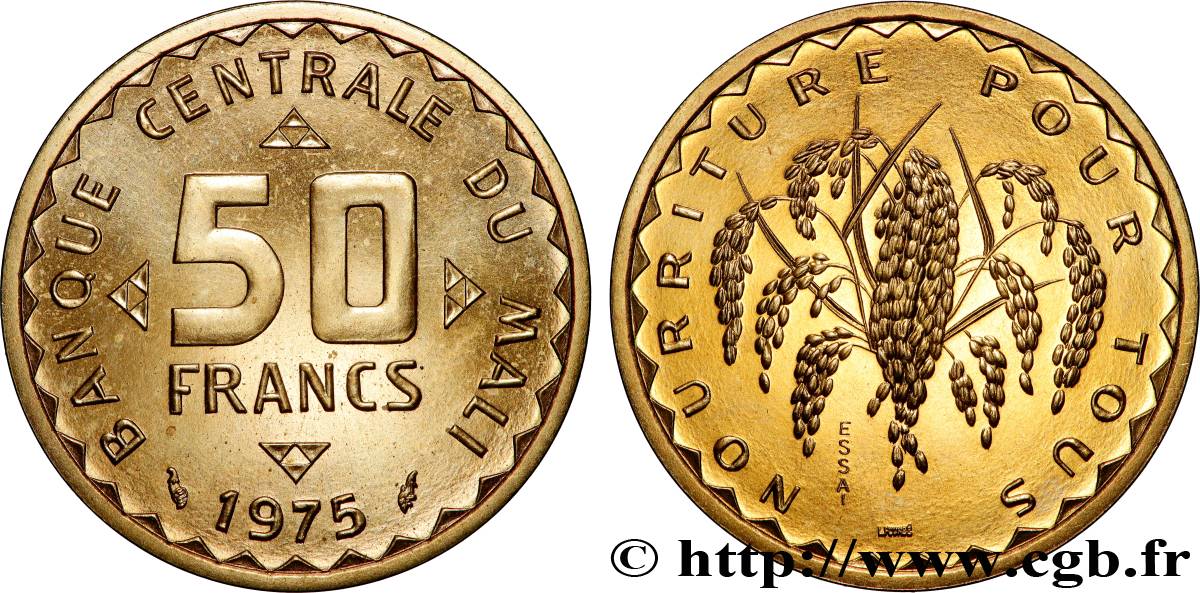 MALI Essai de 50 Francs plant de mil 1975 Paris fST 