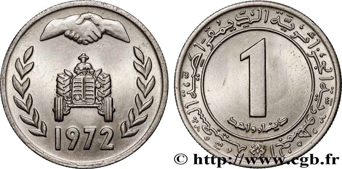 ALGERIA 1 Dinar tracteur 1972 Kremnica AU 