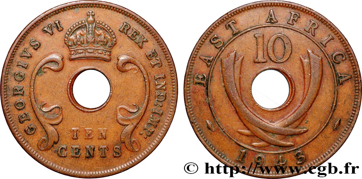 BRITISCH-OSTAFRIKA 10 Cents (Georges VI) 1943 South Africa - SA SS 