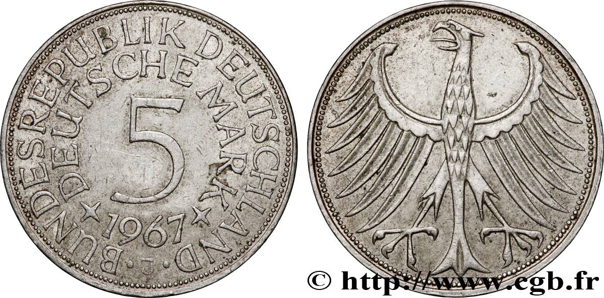 GERMANY 5 Mark aigle 1967 Hambourg AU 