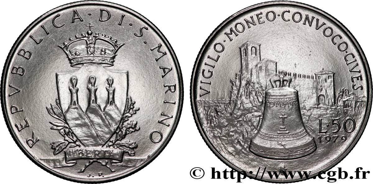 SAN MARINO 50 Lire emblème / cloche 1979 Rome MS 