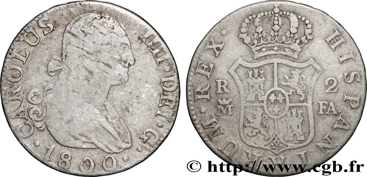 ESPAÑA 2 Reales Charles IV 1800 Madrid BC 