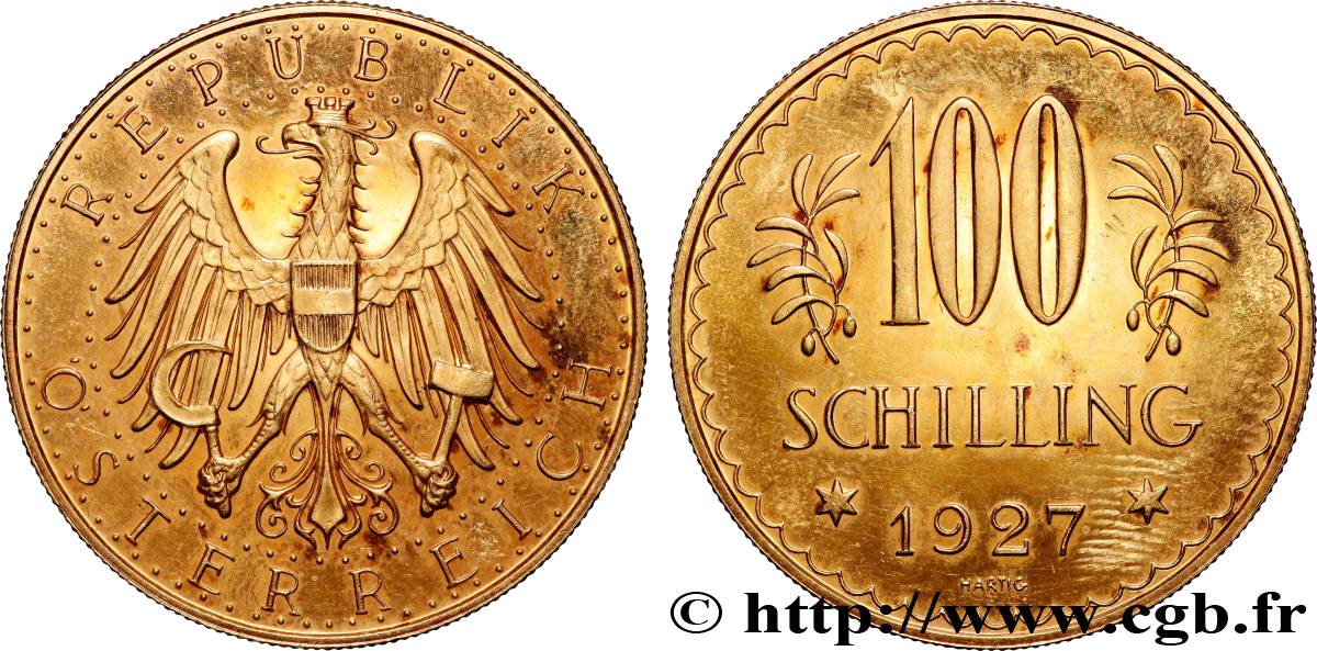 ORO, PALADIO Y PLATINO INVERSIÓN 100 Schilling 1927 Vienne EBC 