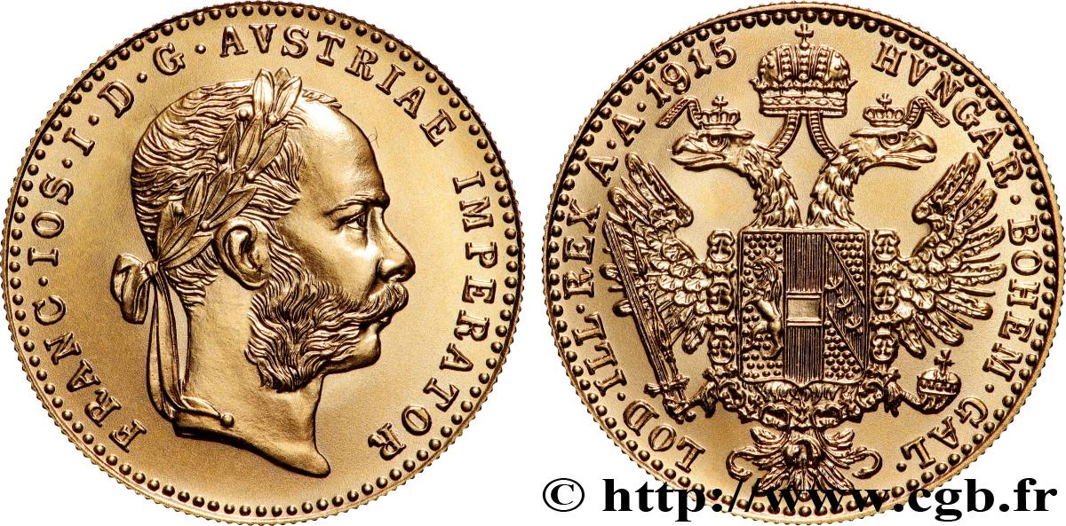OR, PALLADIUM ET PLATINE INVESTISSEMENT 1 Ducat refrappe moderne François-Joseph Ier 1915  SPL 