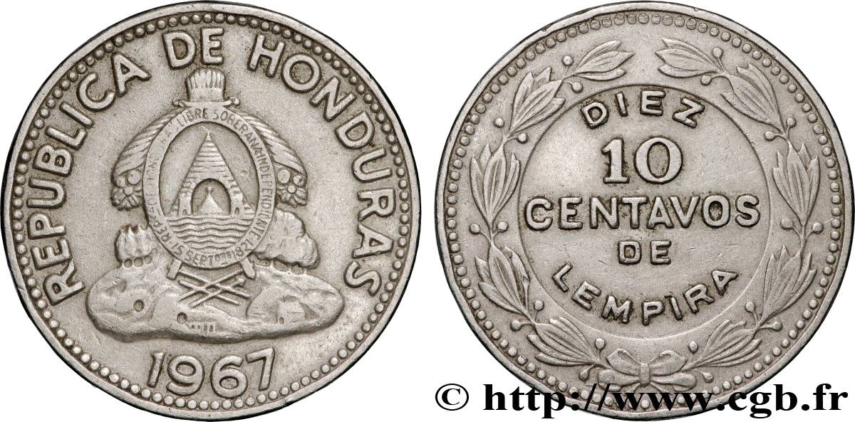 HONDURAS 10 Centavos 1967 Paris SS 