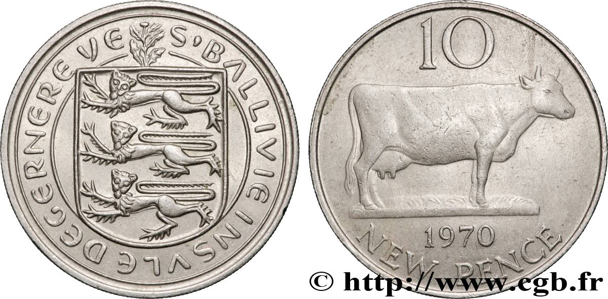 GUERNSEY 10 Pence 1970 Londres AU 