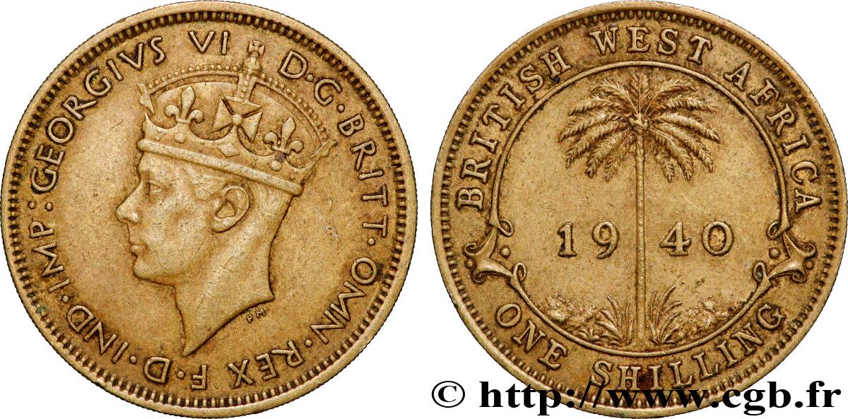 AFRIQUE OCCIDENTALE BRITANNIQUE 1 Shilling Georges VI 1940 Londres TTB 