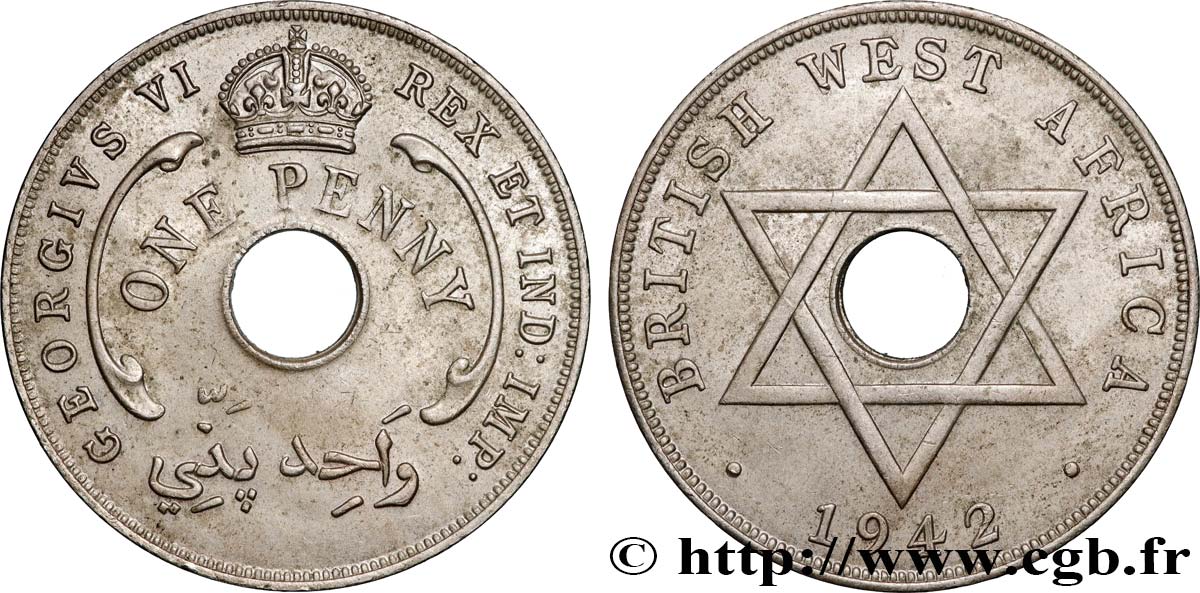 AFRIQUE OCCIDENTALE BRITANNIQUE 1 Penny Georges VI 1942 Londres TTB+ 