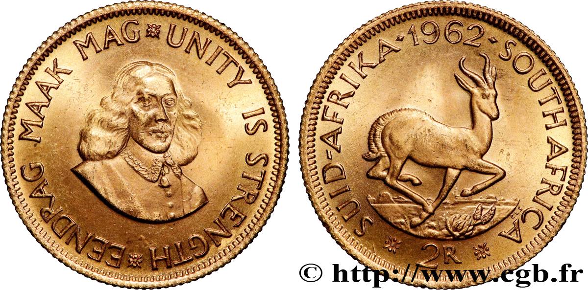 GOLD, PALLADIUM & PLATINUM INVESTMENT 2 Rand Jan van Riebeeck 1962 Prétoria MS 