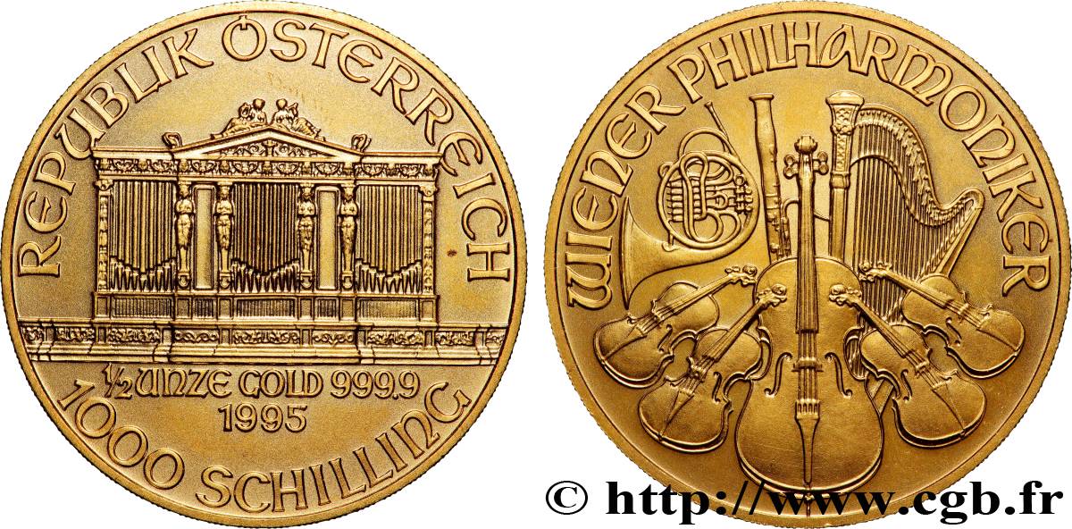 ORO, PALADIO Y PLATINO INVERSIÓN 1/2 Oz - 1000 schillings  1995 Vienne SC 