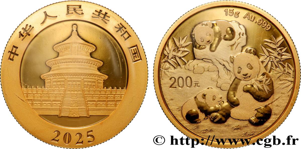 ORO, PALADIO Y PLATINO INVERSIÓN 200 Yuan Proof Panda 2025  FDC 