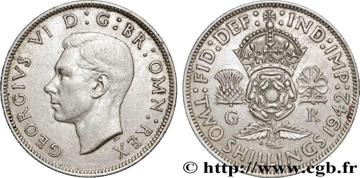 UNITED KINGDOM 1 Florin (2 Shillings) Georges VI 1942 Londres XF 