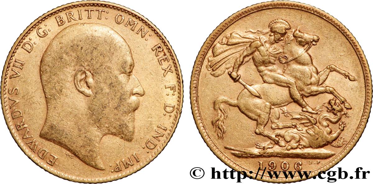 GOLD, PALLADIUM & PLATINUM INVESTMENT 1 Souverain Edouard VII 1906 Londres XF 