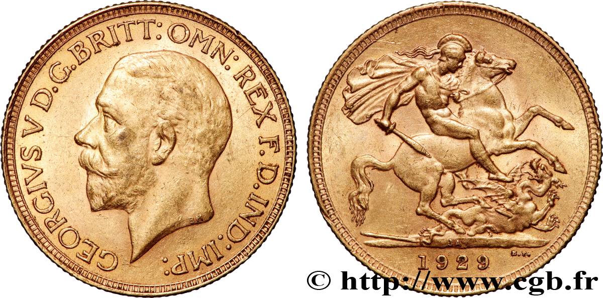 GOLD, PALLADIUM & PLATINUM INVESTMENT 1 Souverain Georges V 1929 Afrique du Sud AU 