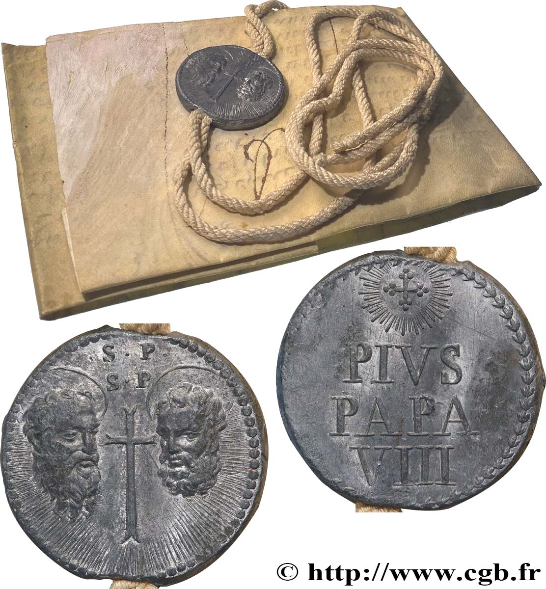 ITALY - PAPAL STATES - PIUS VIII (Francesco Castiglioni) Bulle papale avec document n.d. Rome AU 