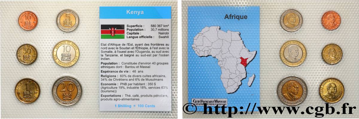 KENYA Lot 6 monnaies 1995-1998  MS 