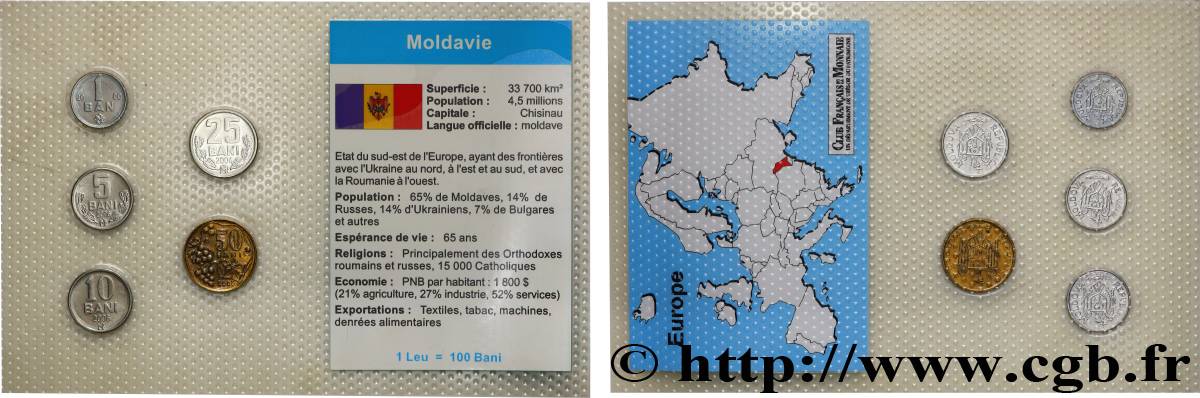 MOLDAVIE Lot 5 monnaies n.d.  SPL 