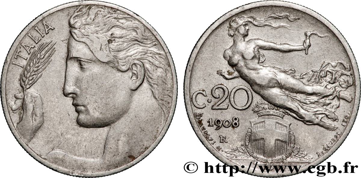 ITALIE 20 Centesimi 1908 Rome TTB 