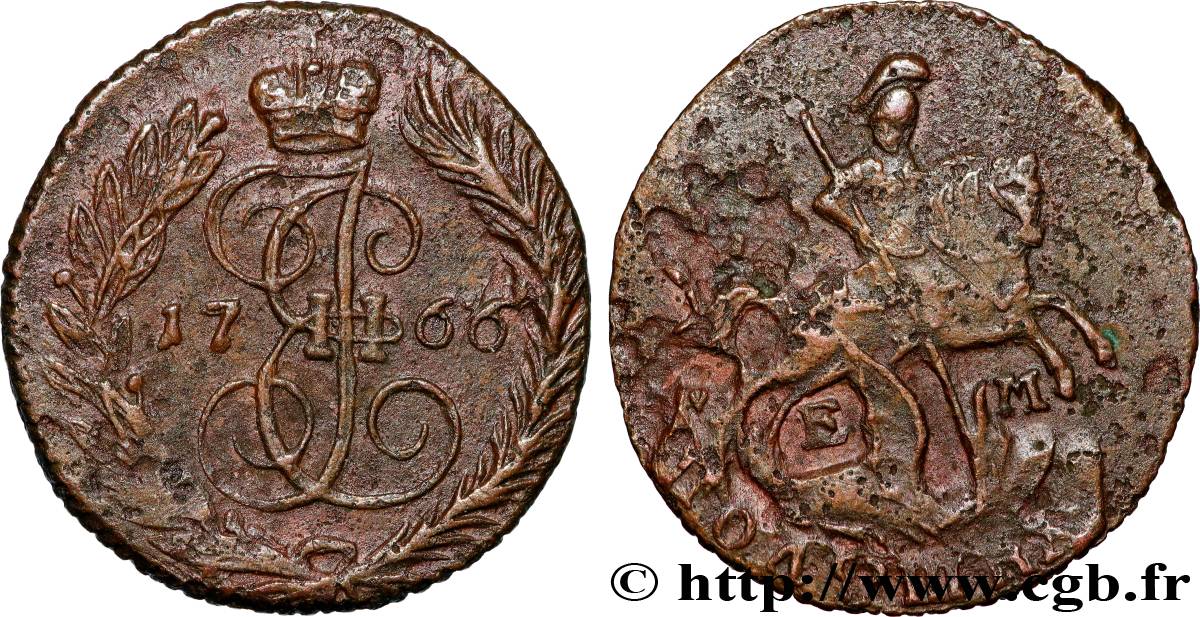 RUSSIA - SIBERIA 1 Polushka (1/4 Kopeck)  1766 Ekaterinbourg XF 