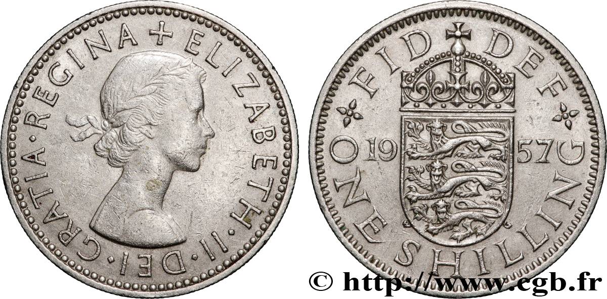 REGNO UNITO 1 Shilling Elisabeth II 1957 Londres BB 