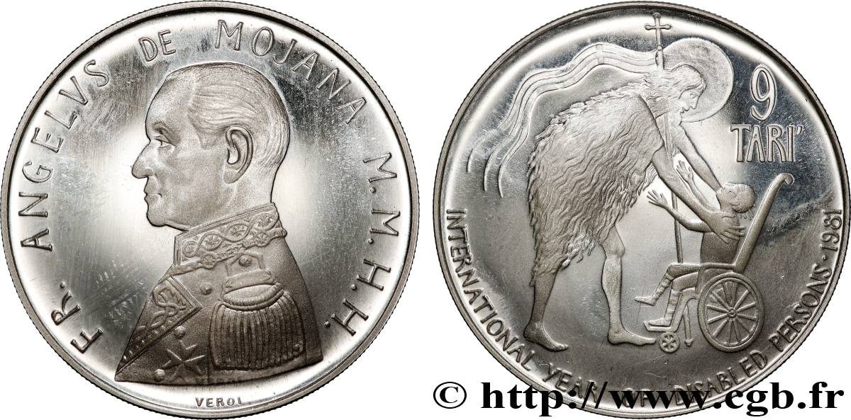 SOUVERÄNE MALTESERORDEN 9 Tari Proof Frà Angelus de Mojana - Année internationale des personnes handicapées 1981 S.M.O.M., Rome fST 