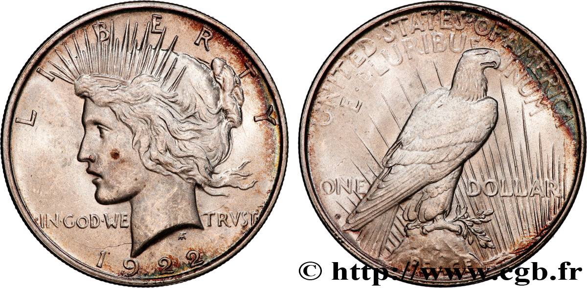ÉTATS-UNIS D AMÉRIQUE 1 Dollar Peace 1922 Denver TTB 