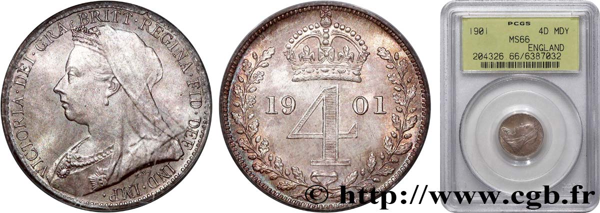 ROYAUME-UNI 4 Pence 1901 Londres FDC PCGS