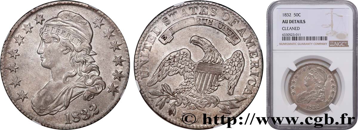 ÉTATS-UNIS D AMÉRIQUE 50 Cents (1/2 Dollar) type “Capped Bust” 1832 Philadelphie SUP NGC