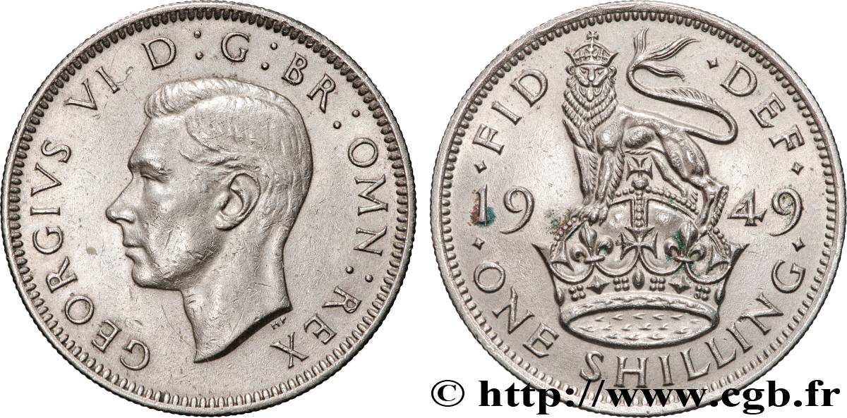 ROYAUME-UNI 1 Shilling Georges VI “English reverse” 1949 Londres TTB 