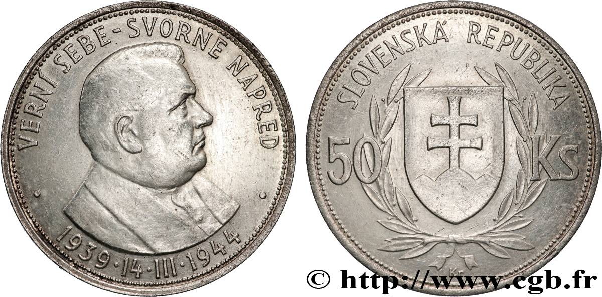 SLOVAKIA 50 Korun Dr. Joseph Tiso, 5e anniversaire de l’Indépendance 1944  AU 