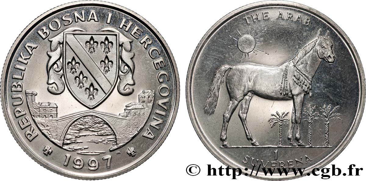 BOSNIE HERZÉGOVINE 1 Suverena Proof pur-sang arabe 1997  SPL 