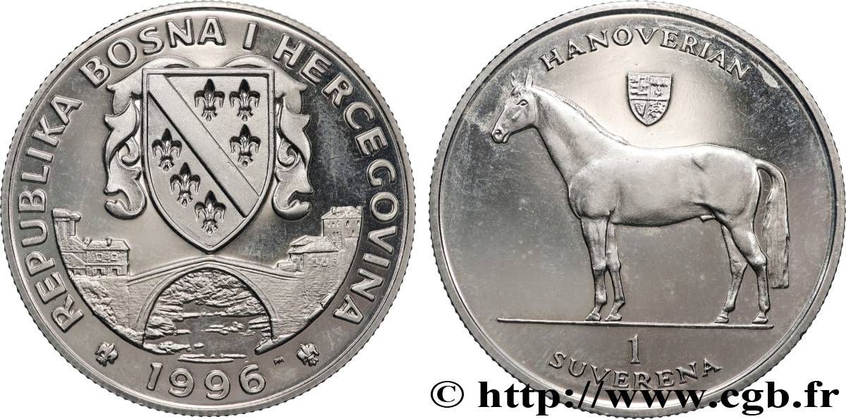 BOSNIE HERZÉGOVINE 1 Suverena Proof cheval Hanovrien 1996  SPL 