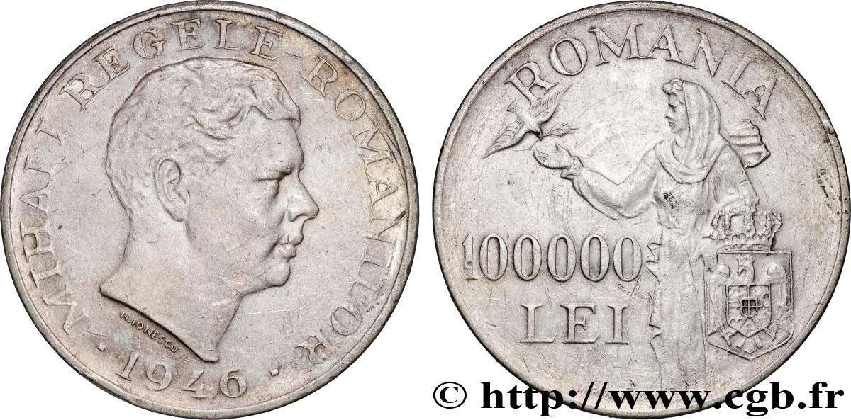 ROUMANIE 100000 Lei Michel Ier 1946  TTB+ 