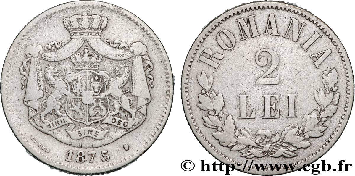 RUMÄNIEN 2 Lei 1875 Bruxelles fVZ 