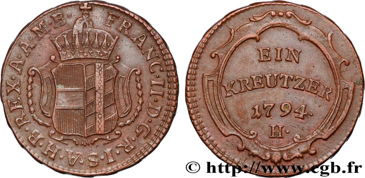 GERMANY - FURTHER AUSTRIA 1 Kreuzer Vorderoesterreich - François II d’Autriche 1794 Günzburg - H AU 