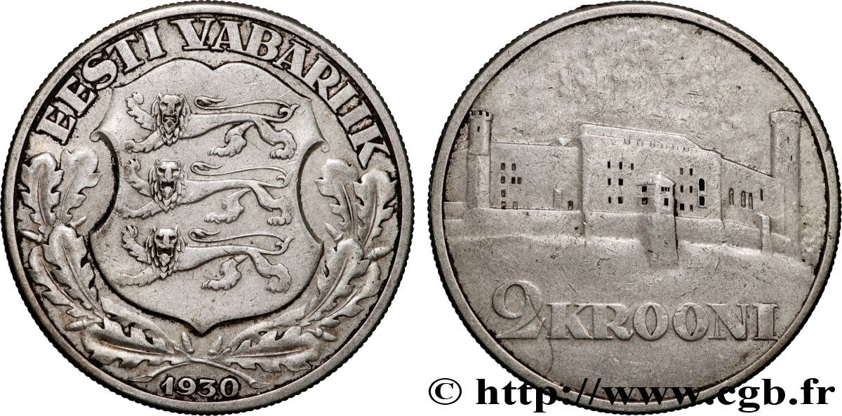 ESTONIE 2 Krooni Forteresse de Tallinn 1930  TTB+ 