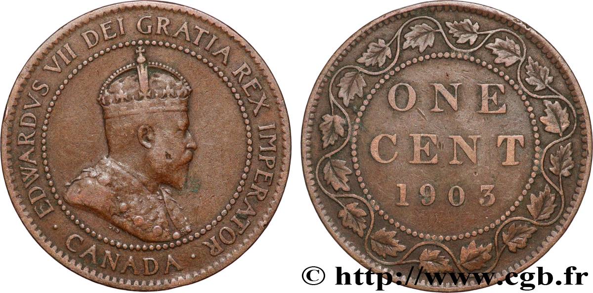 CANADA 1 Cent Edouard VII 1903  TB+ 