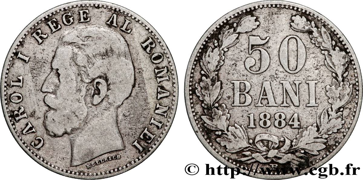 ROMANIA 50 Bani Charles Ier 1884  VF 