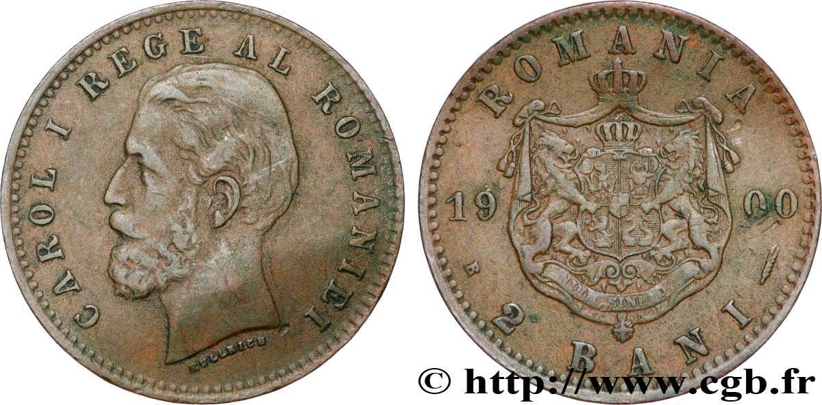 ROMANIA 2 Bani Charles Ier 1900 Bucarest BB 