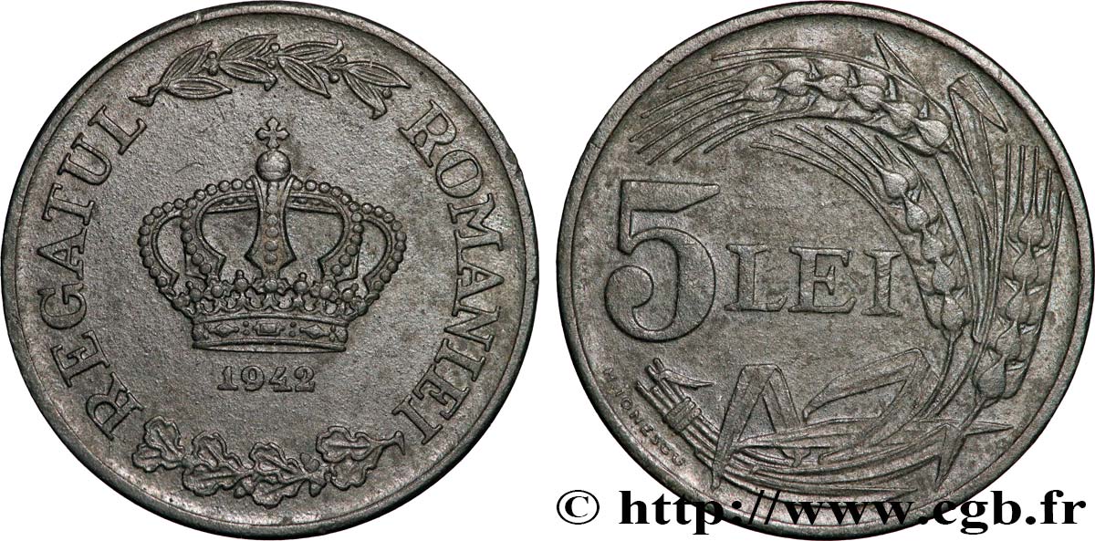 ROUMANIE 5 Lei (Michel Ier) 1942 Berlin TTB 