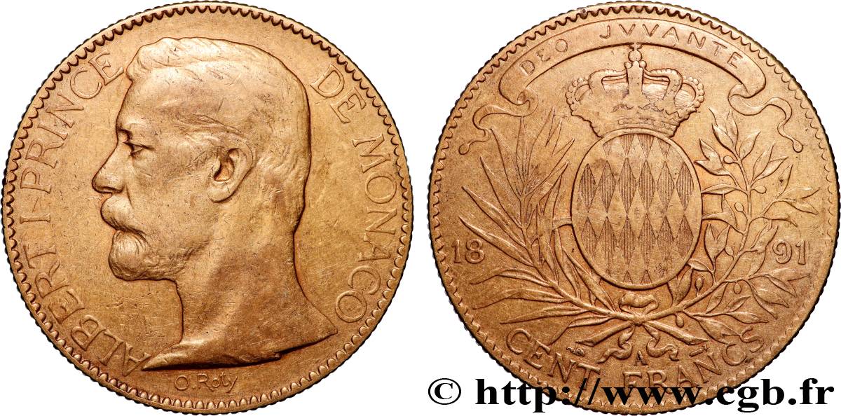 MONACO 100 Francs or Albert Ier 1891 Paris TTB+ 