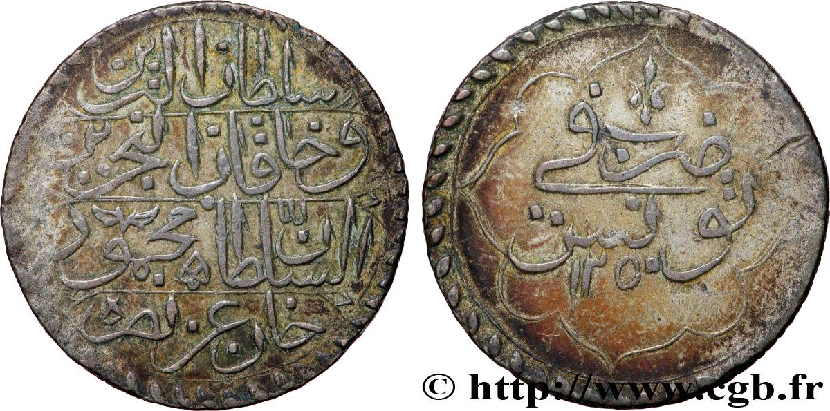 TUNESIEN 1 Rial Mahmud II AH 1250 (1835) Tunis SS 