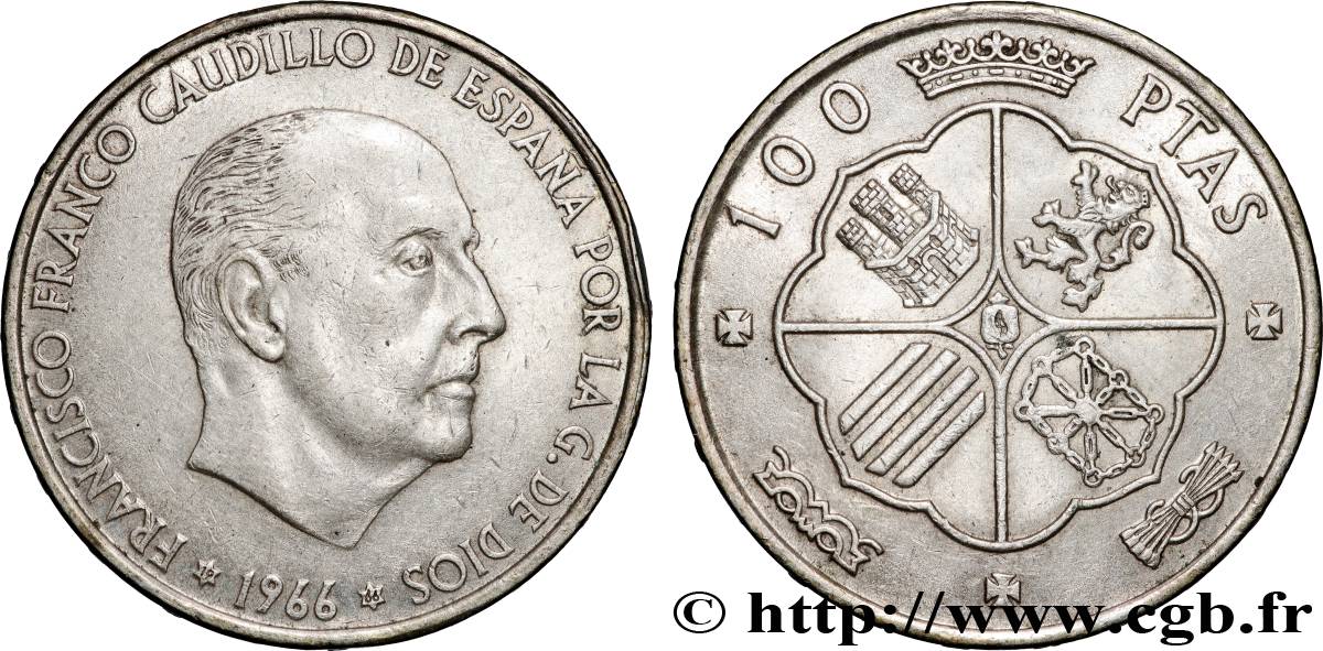 SPAIN 100 Pesetas Francisco Franco (1966 dans les étoiles) 1966 Madrid AU 