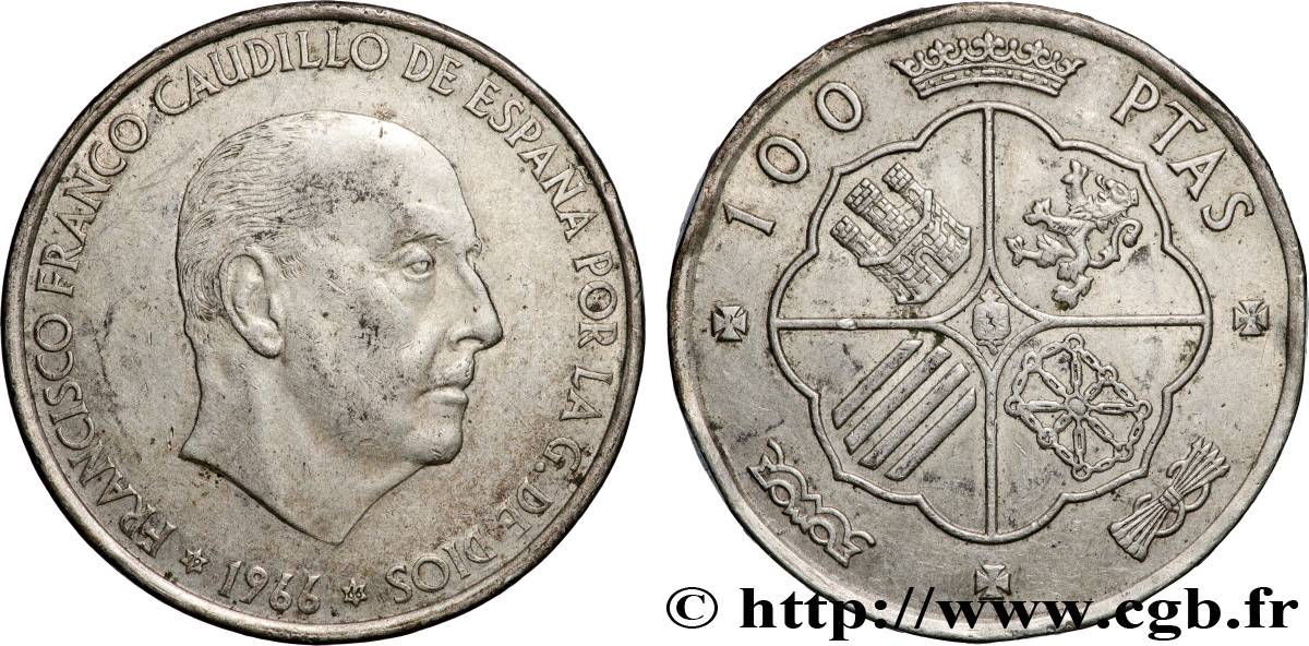 ESPAGNE 100 Pesetas Francisco Franco (1966 dans les étoiles) 1966 Madrid TTB+ 