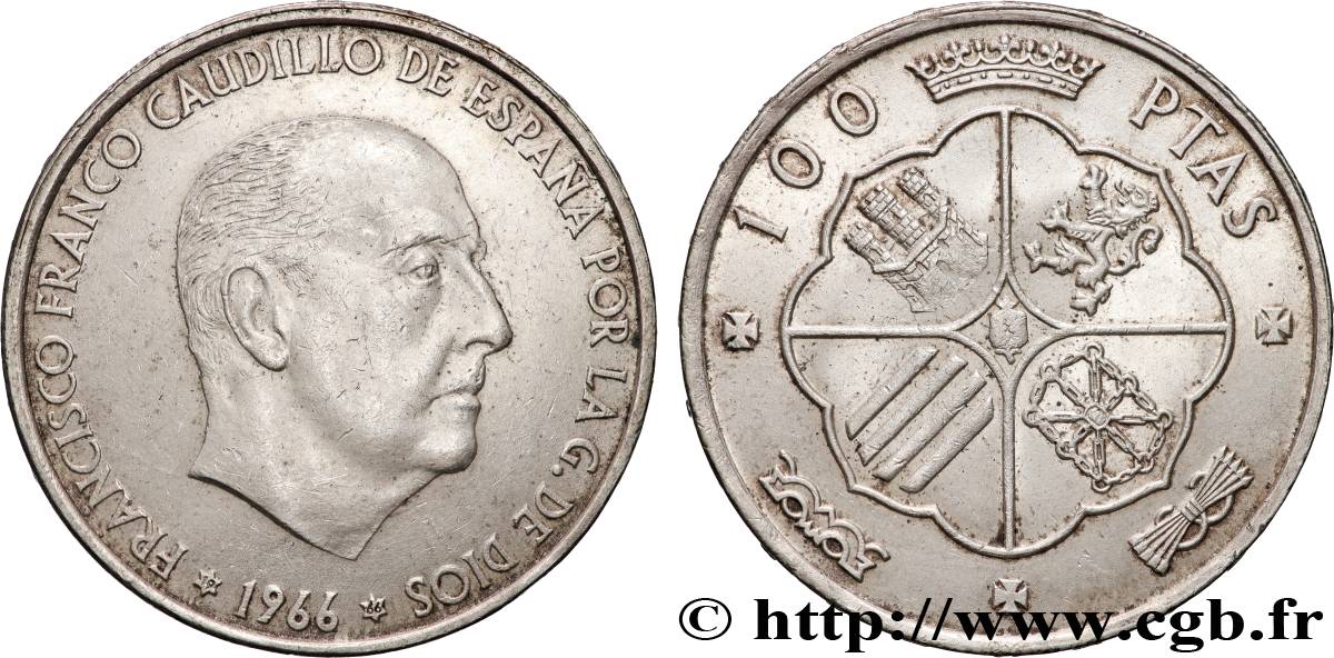 SPAIN 100 Pesetas Francisco Franco (1966 dans les étoiles) 1966 Madrid AU 