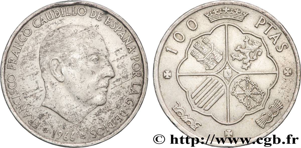 SPAGNA 100 Pesetas Francisco Franco (1966 dans les étoiles) 1966 Madrid q.SPL 