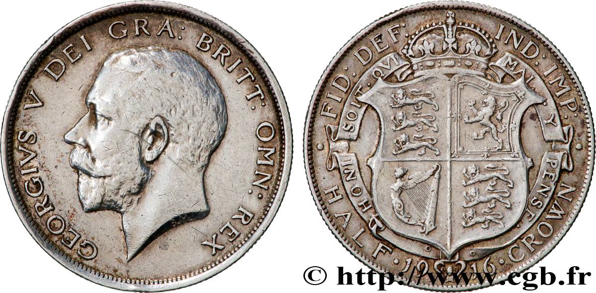 UNITED KINGDOM 1/2 Crown Georges V 1916 Londres XF 